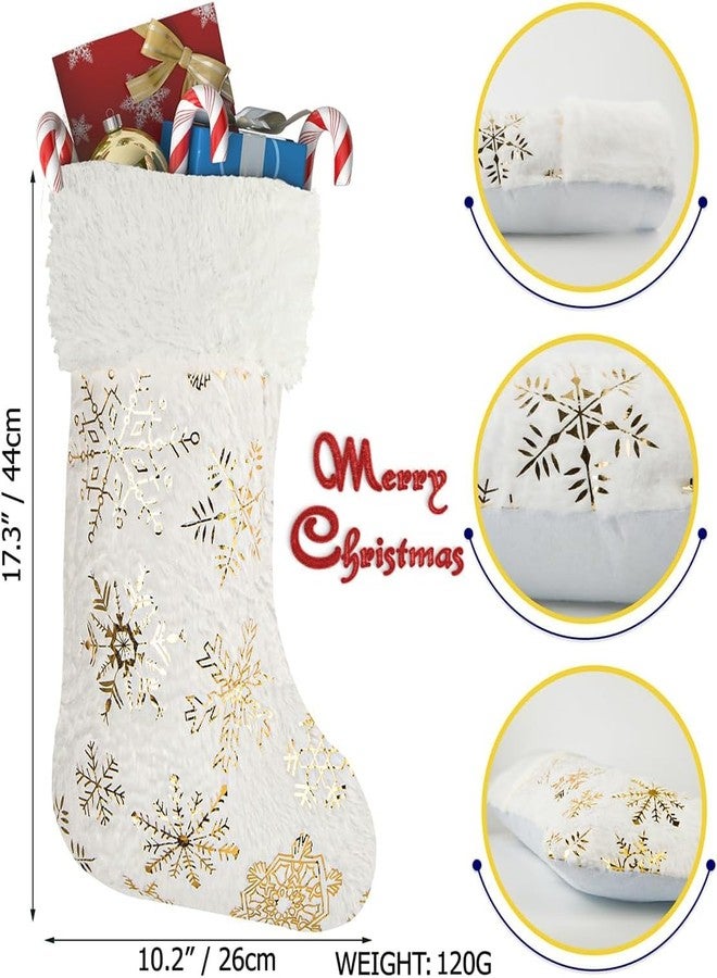 PartyToko 4PCS 14" Christmas Stocking Classic Large Stockings Santa, Snowman, Reindeer Xmas Character for Family Holiday Christmas Party Decorations 4pcs - Image 5